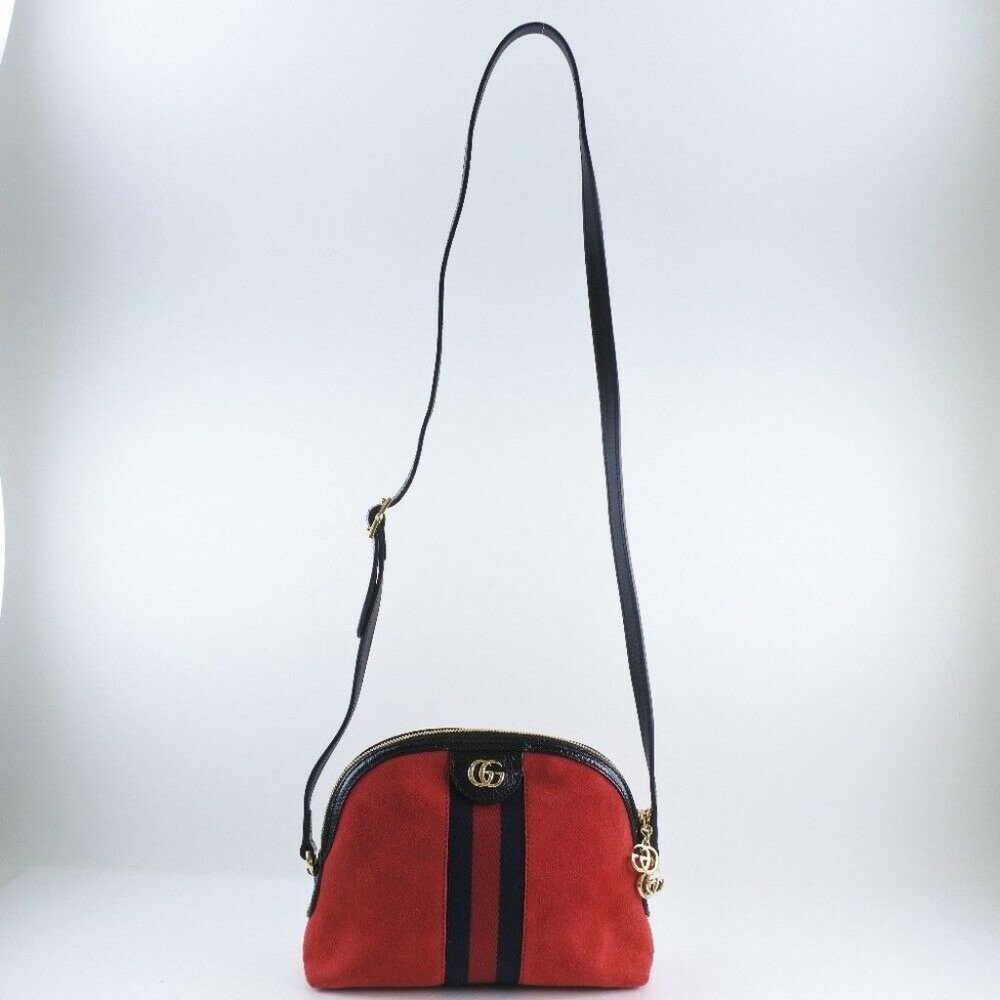 GUCCI Ofidia Shoulder Bag Hibisca Rubbed Dod Suede/leather - Picture 1 of 11